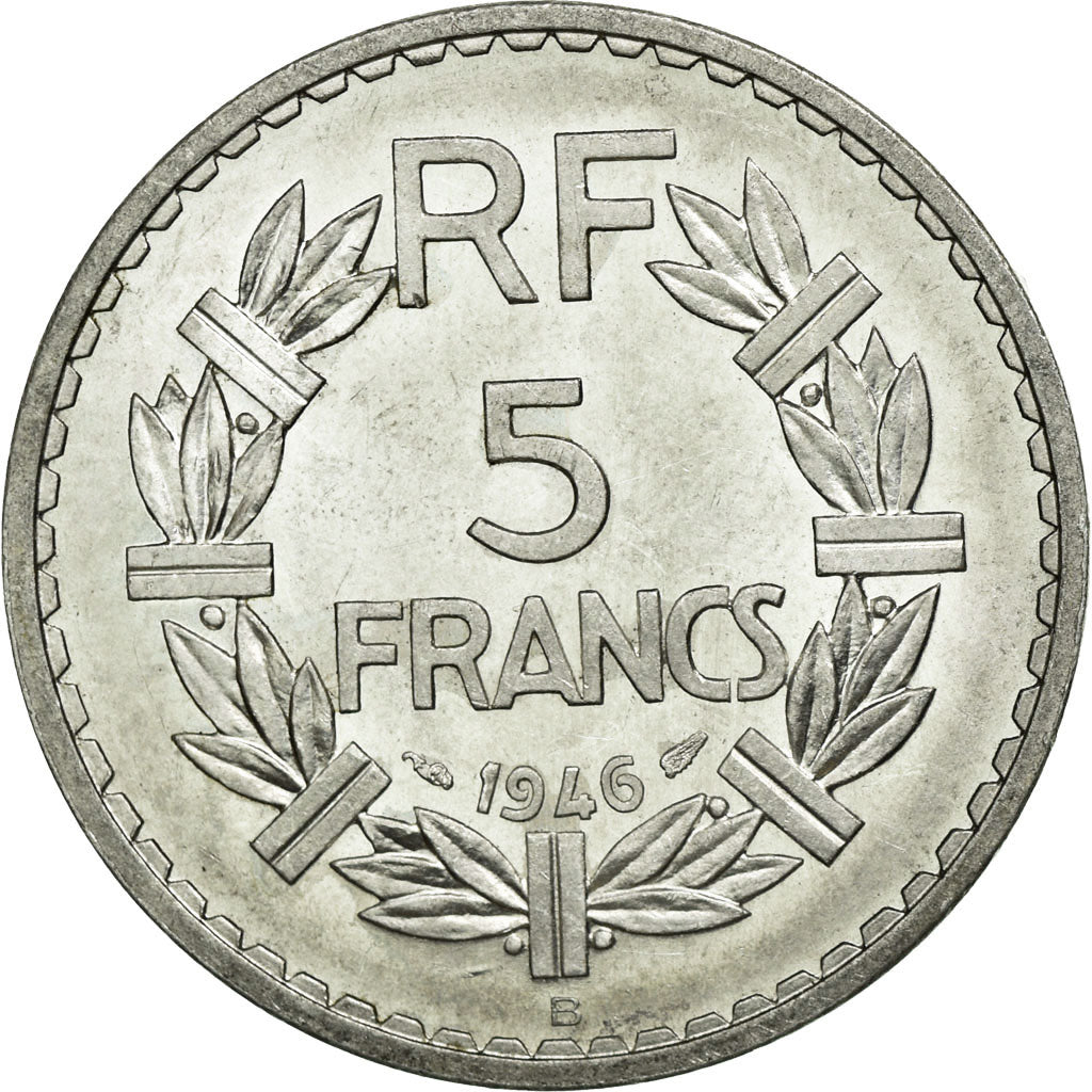 Coin, France, Lavrillier, 5 Francs, 1946, Beaumont le Roger, MS(60-62)
