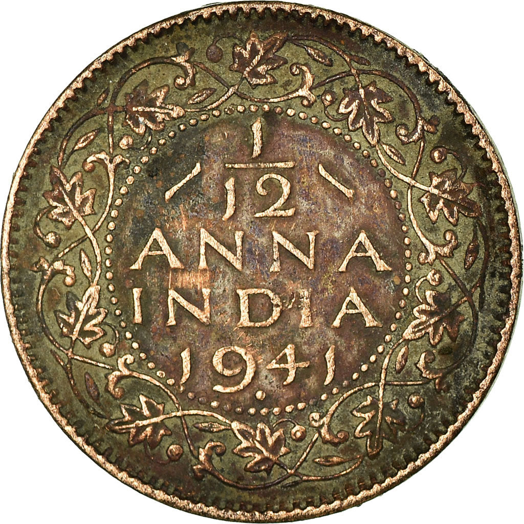 Coin, INDIA-BRITISH, George VI, 1/12 Anna, 1 Pie, 1941, EF(40-45), Bronze