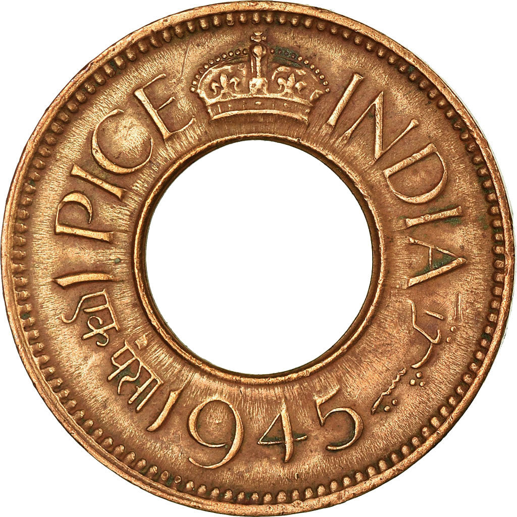 Coin, INDIA-BRITISH, George VI, Pice, 1945, EF(40-45), Bronze, KM:533