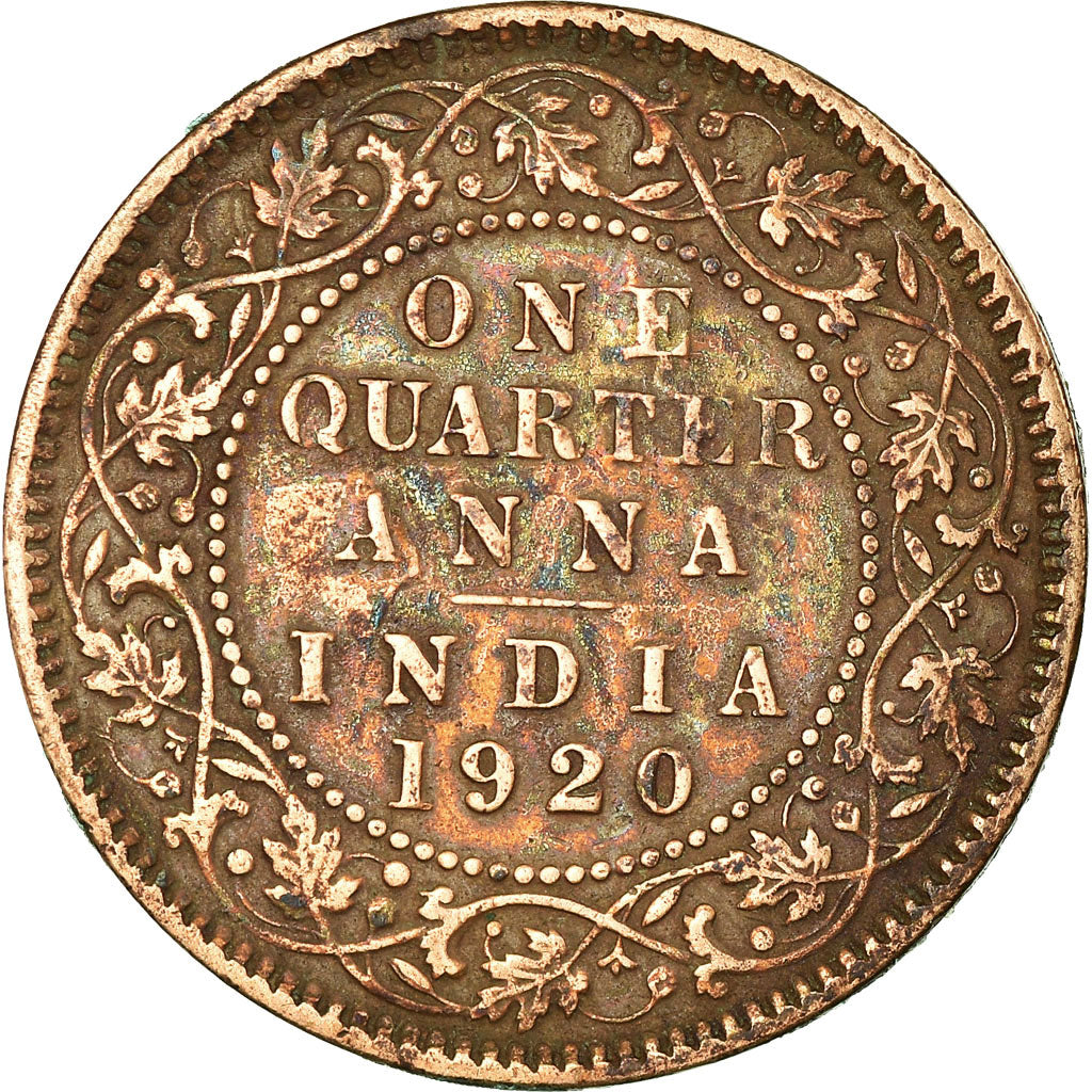 Coin, INDIA-BRITISH, George V, 1/4 Anna, 1920, EF(40-45), Bronze, KM:512
