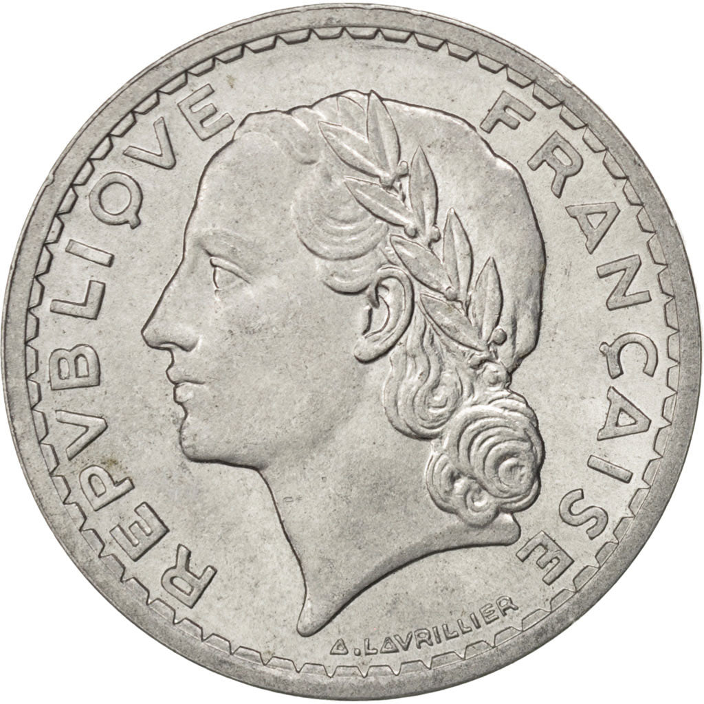 FRANCE, Lavrillier, 5 Francs, 1946, Paris, KM #888b.1, VF(20-25), Aluminum, 31,.