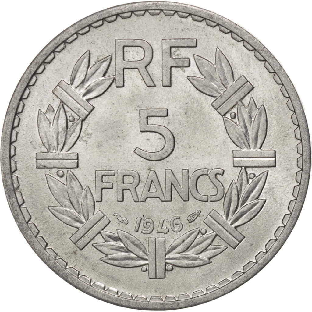 FRANCE, Lavrillier, 5 Francs, 1946, Paris, KM #888b.1, VF(20-25), Aluminum, 31,.