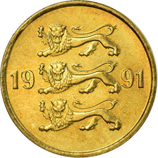 Moneda, Estonia, 10 Senti, 1991, no mint, MBC, Aluminio - bronce, KM:22
