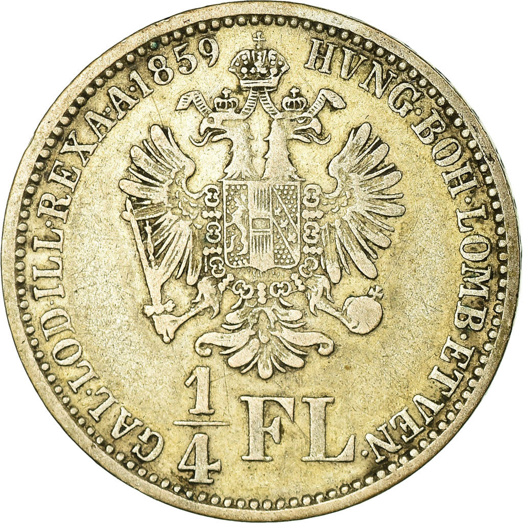 Coin, Austria, Franz Joseph I, 1/4 Florin, 1859, EF(40-45), Silver, KM:2214