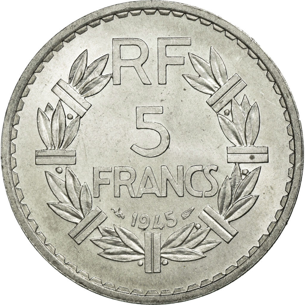 Coin, France, Lavrillier, 5 Francs, 1945, MS(60-62), Aluminum, KM:888b.1