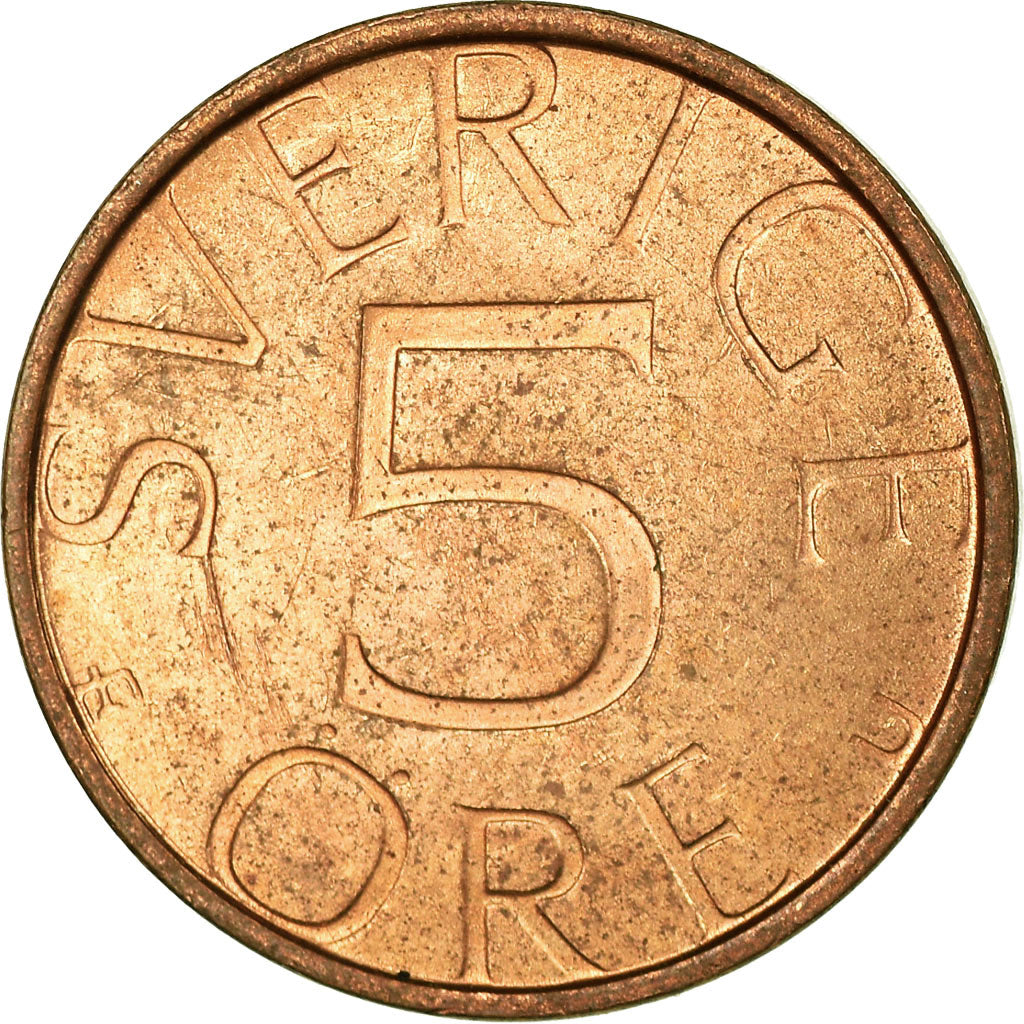 Coin, Sweden, Carl XVI Gustaf, 5 Öre, 1983, EF(40-45), Brass, KM:849a