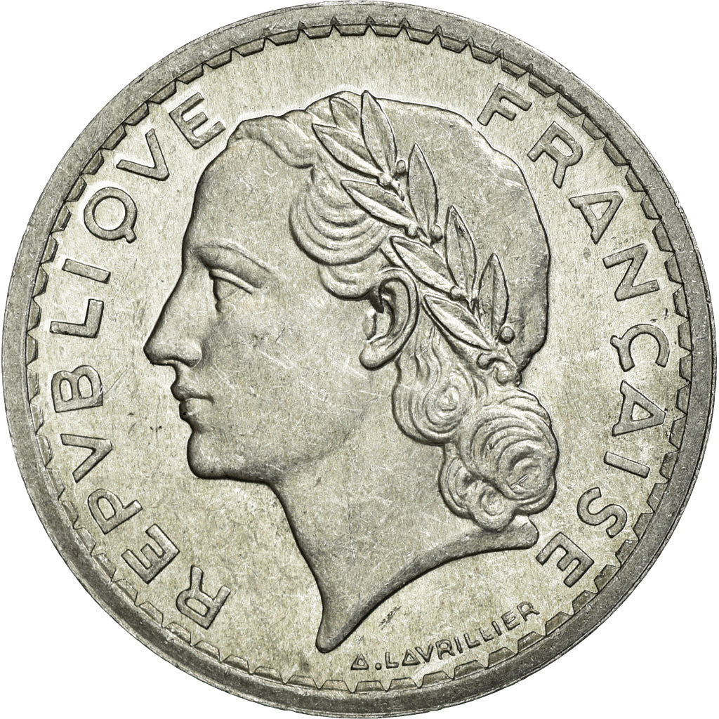 Coin, France, Lavrillier, 5 Francs, 1945, MS(60-62), Aluminum, KM:888b.1