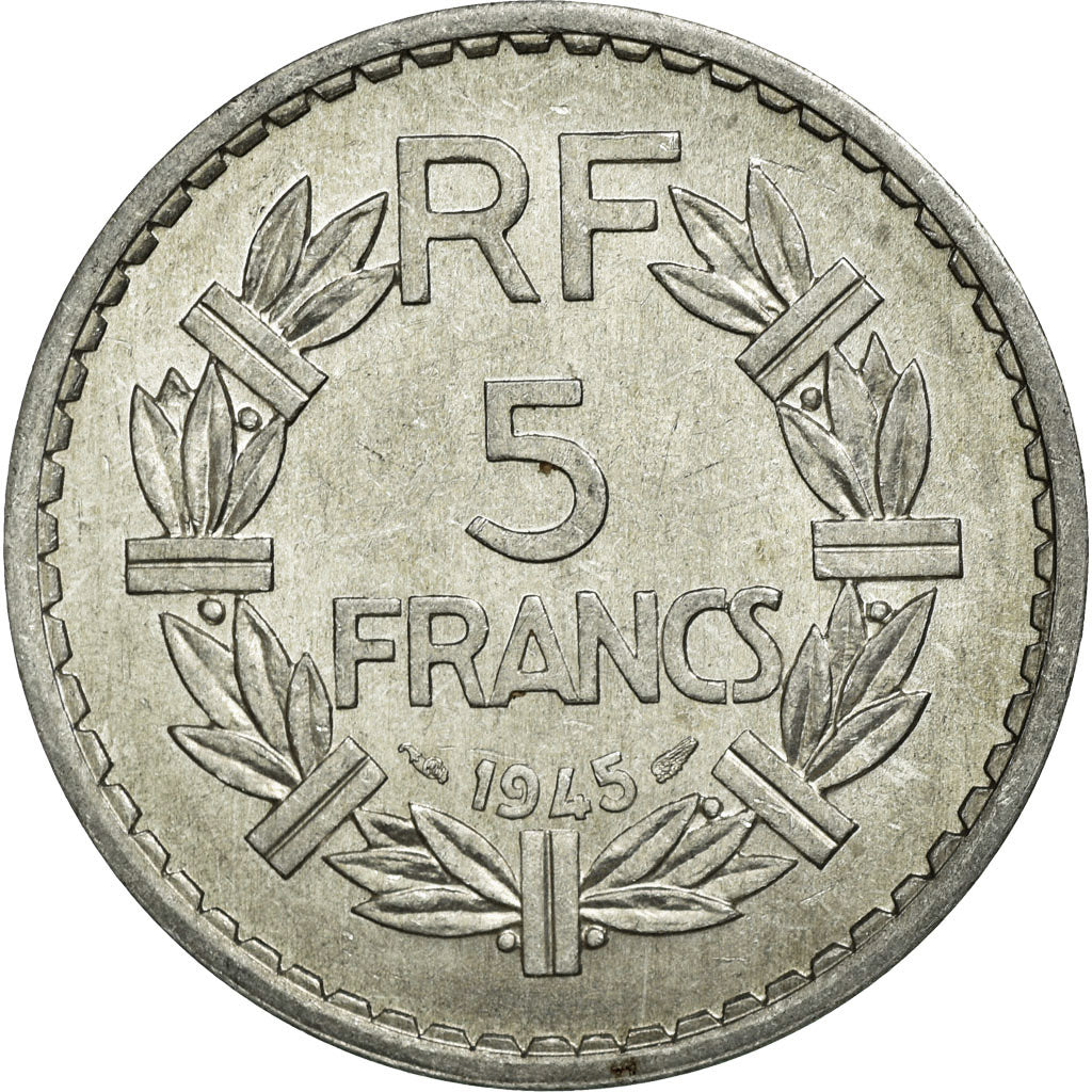 Coin, France, Lavrillier, 5 Francs, 1945, MS(60-62), Aluminum, KM:888b.1