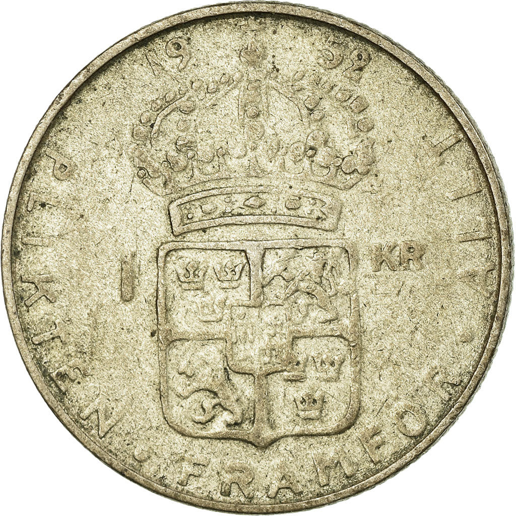 Coin, Sweden, Gustaf VI, Krona, 1952, EF(40-45), Silver, KM:826