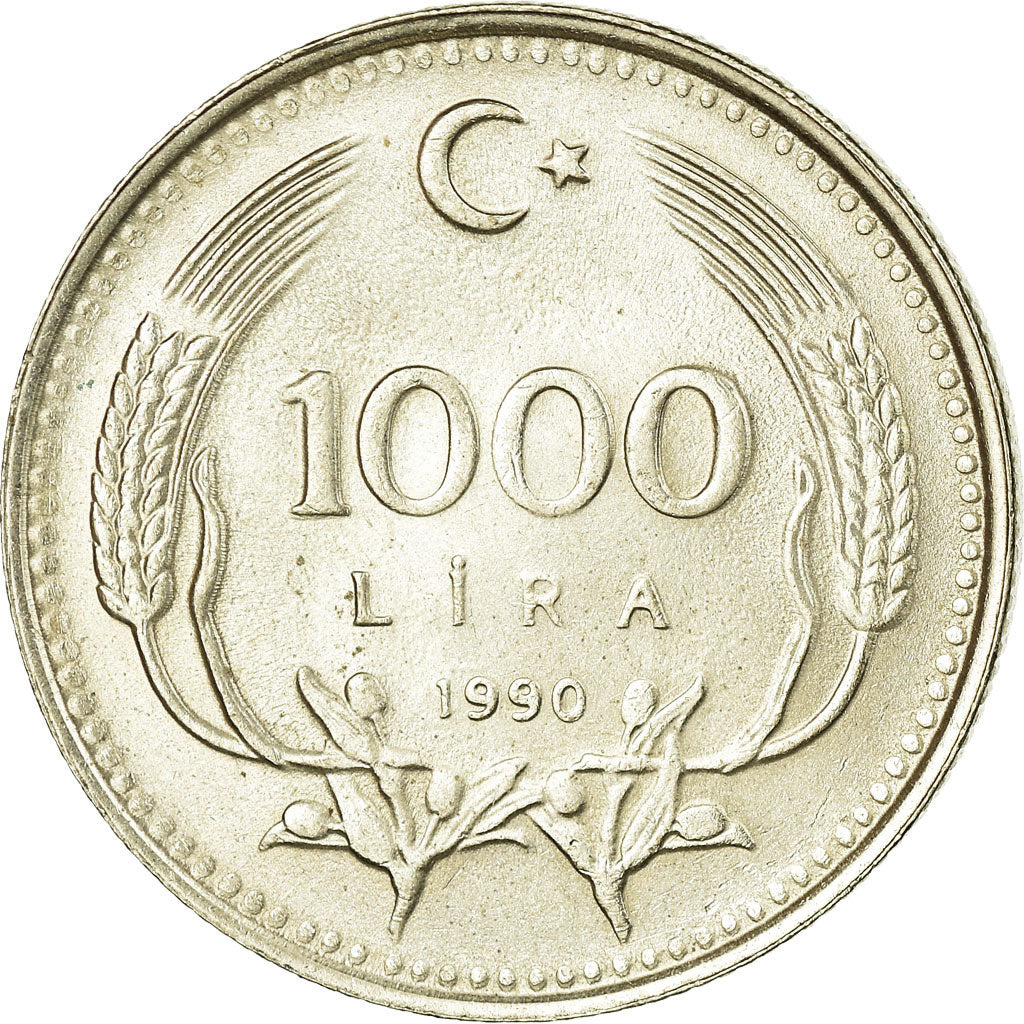 Monnaie, Turquie, 1000 Lira, 1990, SUP, Nickel-brass, KM:997