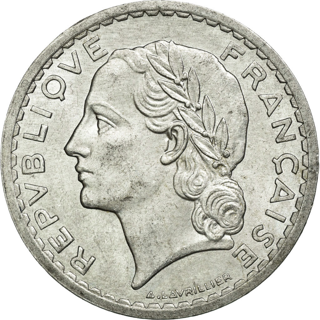 Coin, France, Lavrillier, 5 Francs, 1945, Beaumont le Roger, AU(55-58)