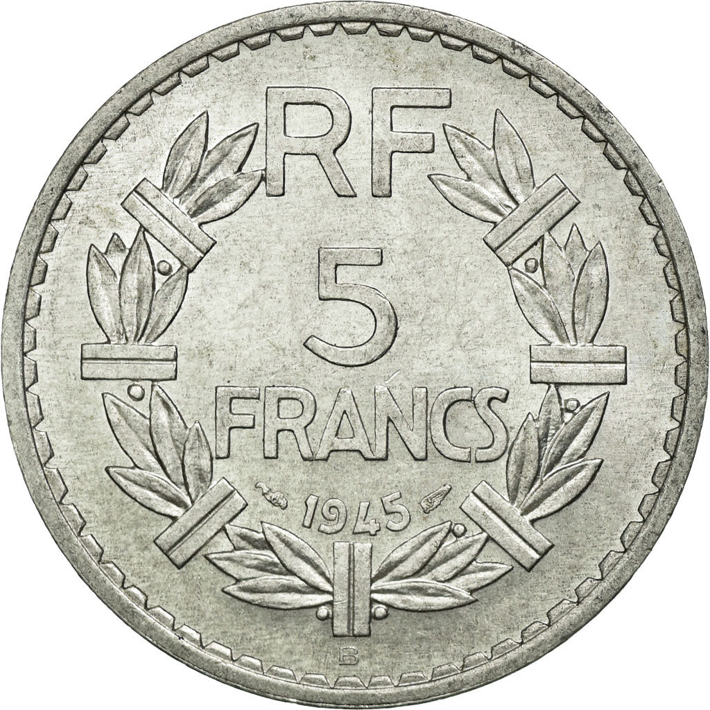 Coin, France, Lavrillier, 5 Francs, 1945, Beaumont le Roger, AU(55-58)