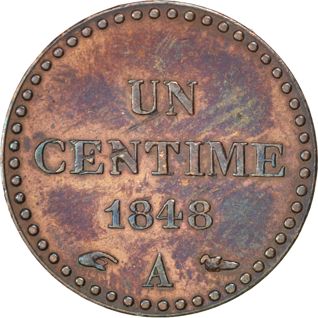 Deuxième République, 1 Centime Dupré 1848 A, KM 754