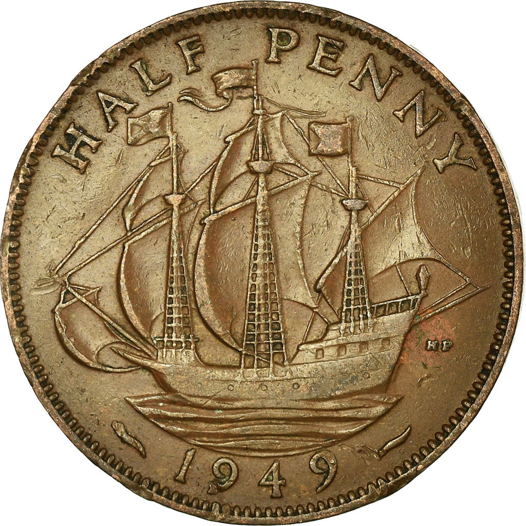 Coin, Great Britain, George VI, 1/2 Penny, 1949, EF(40-45), Bronze, KM:868