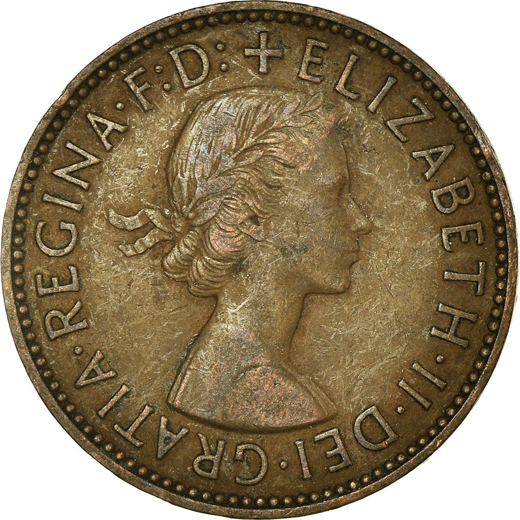 Moeda, Grã-Bretanha, Elizabeth II, 1/2 Penny, 1956, EF(40-45), Bronze, KM:896