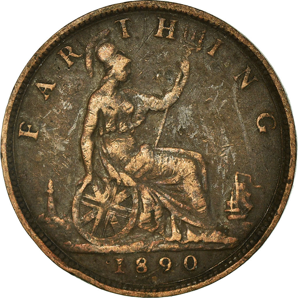 Coin, Great Britain, Victoria, Farthing, 1890, VF(30-35), Bronze, KM:753