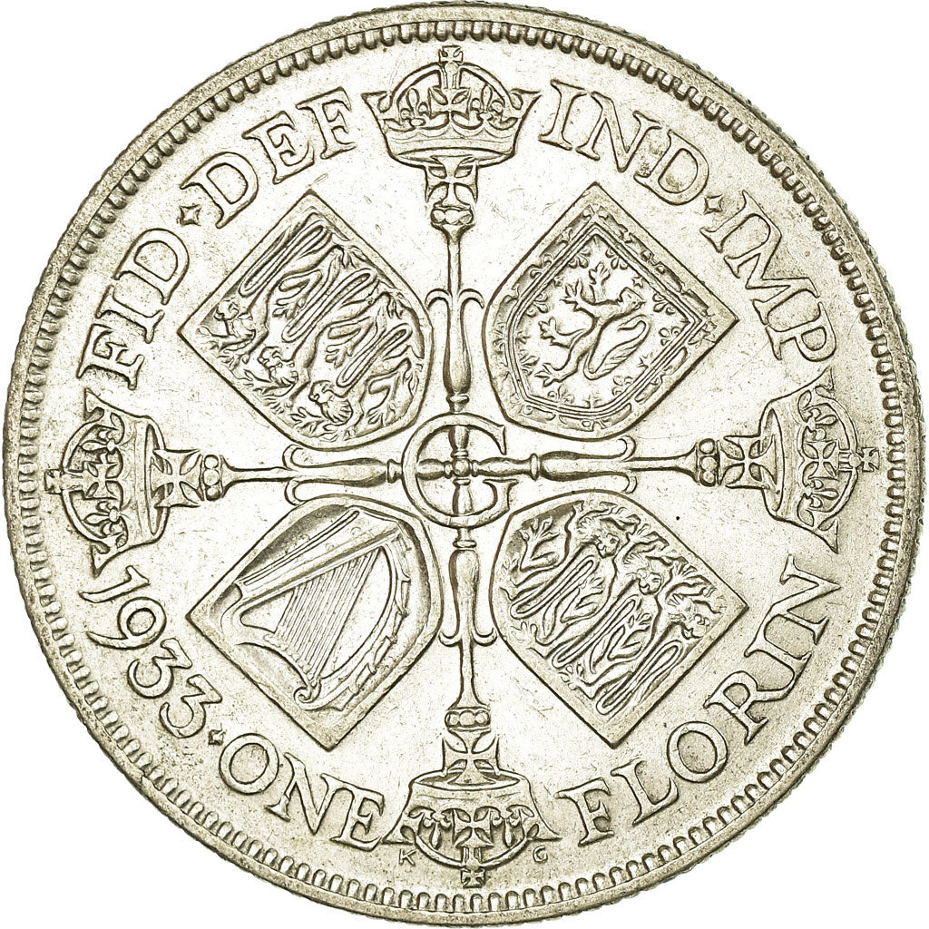 Coin, Great Britain, George V, Florin, Two Shillings, 1933, EF(40-45), Silver
