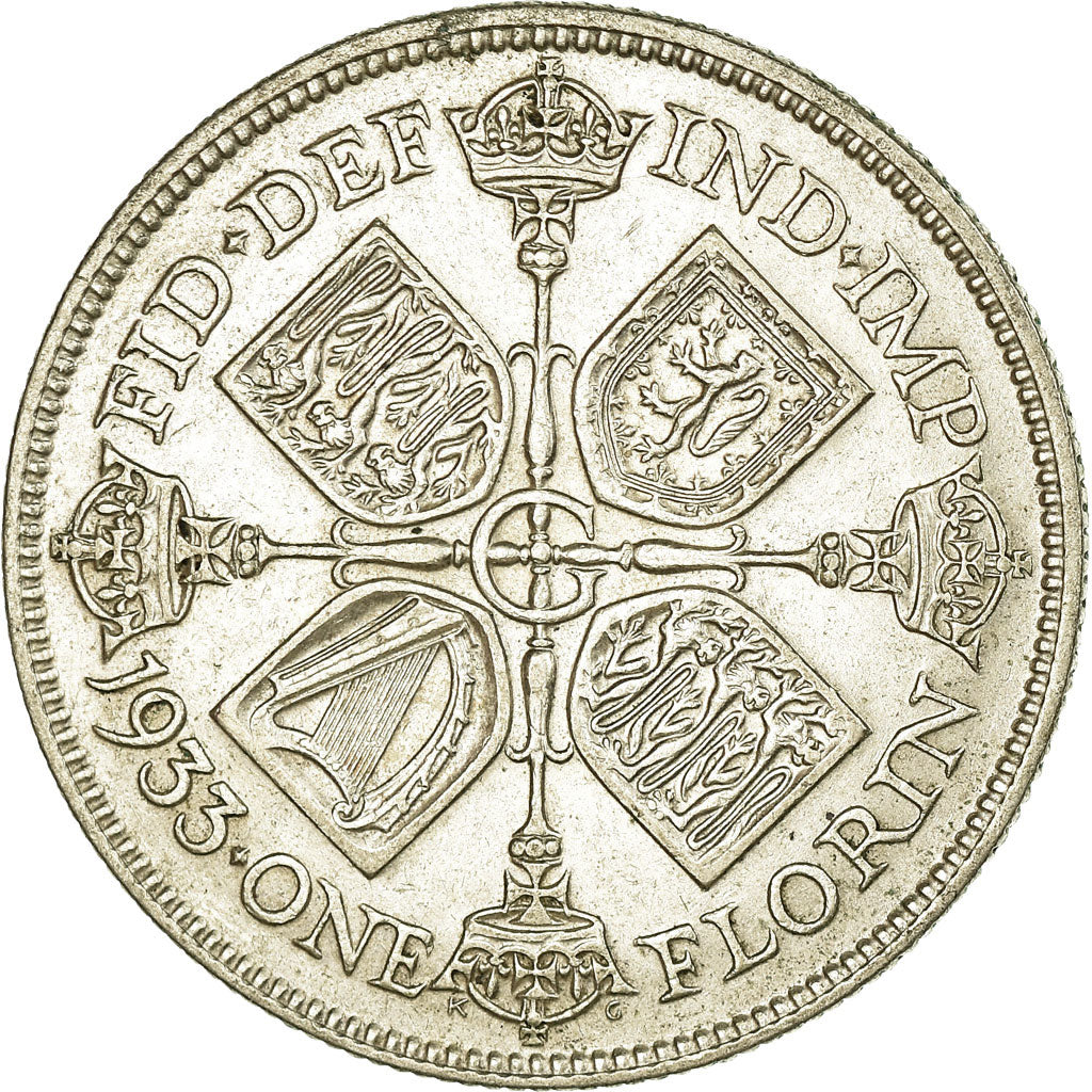 Coin, Great Britain, George V, Florin, Two Shillings, 1933, AU(55-58), Silver