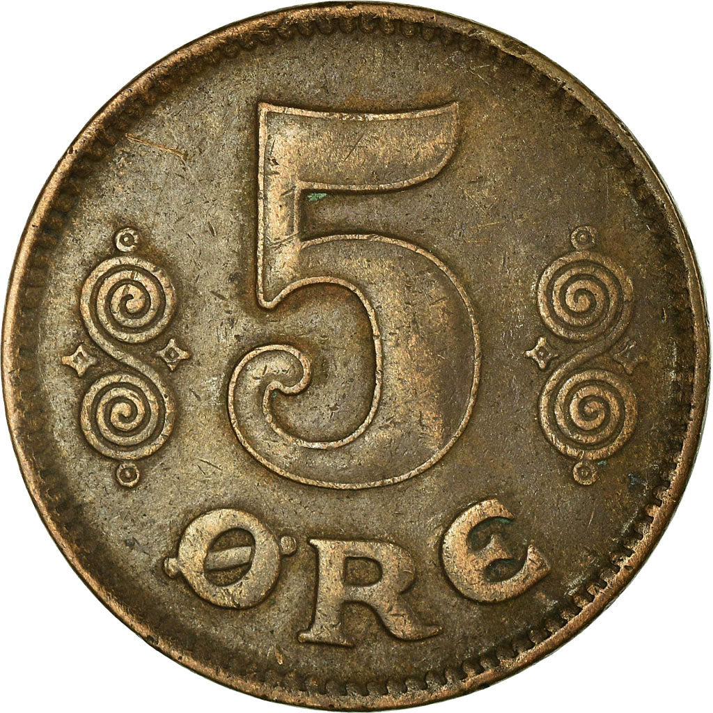 Coin, Denmark, Christian X, 5 Öre, 1920, Copenhagen, EF(40-45), Bronze