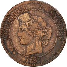 FRANCE, Cérès, 10 Centimes, 1897, Paris, KM #815.1, VF(20-25), Bronze, Gadoury #