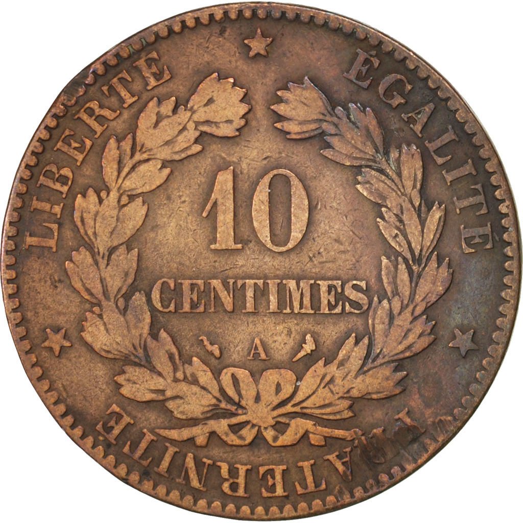 FRANCE, Cérès, 10 Centimes, 1897, Paris, KM #815.1, VF(20-25), Bronze, Gadoury #
