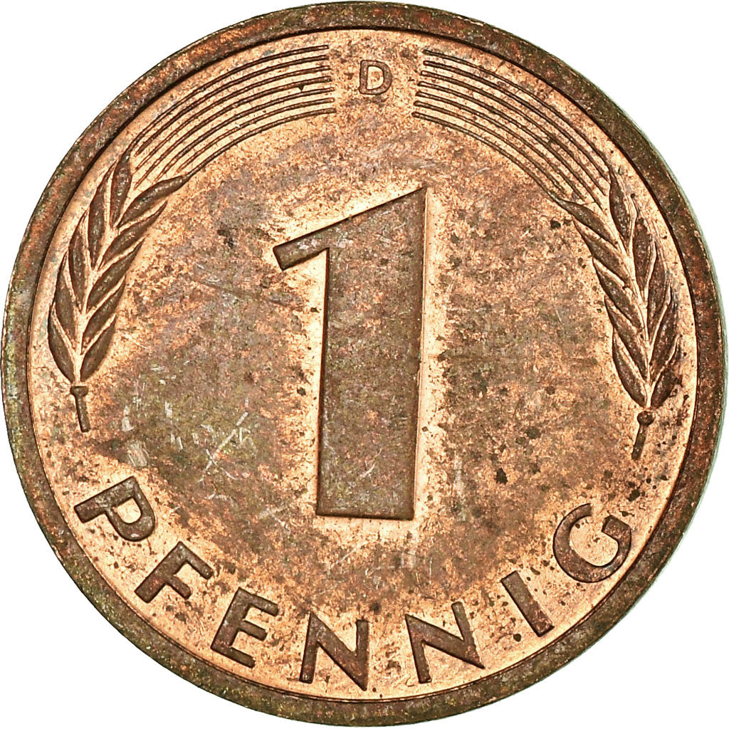 Moneta, Niemcy - RFN, Pfennig, 1985, Munich, EF(40-45), Miedź platerowana