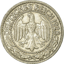 Coin, GERMANY, WEIMAR REPUBLIC, 50 Reichspfennig, 1928, Munich, EF(40-45)