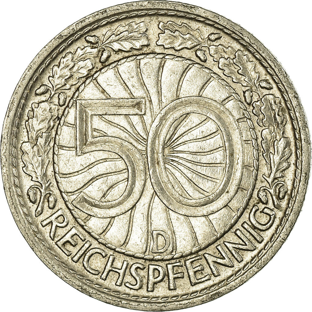 Coin, GERMANY, WEIMAR REPUBLIC, 50 Reichspfennig, 1928, Munich, EF(40-45)
