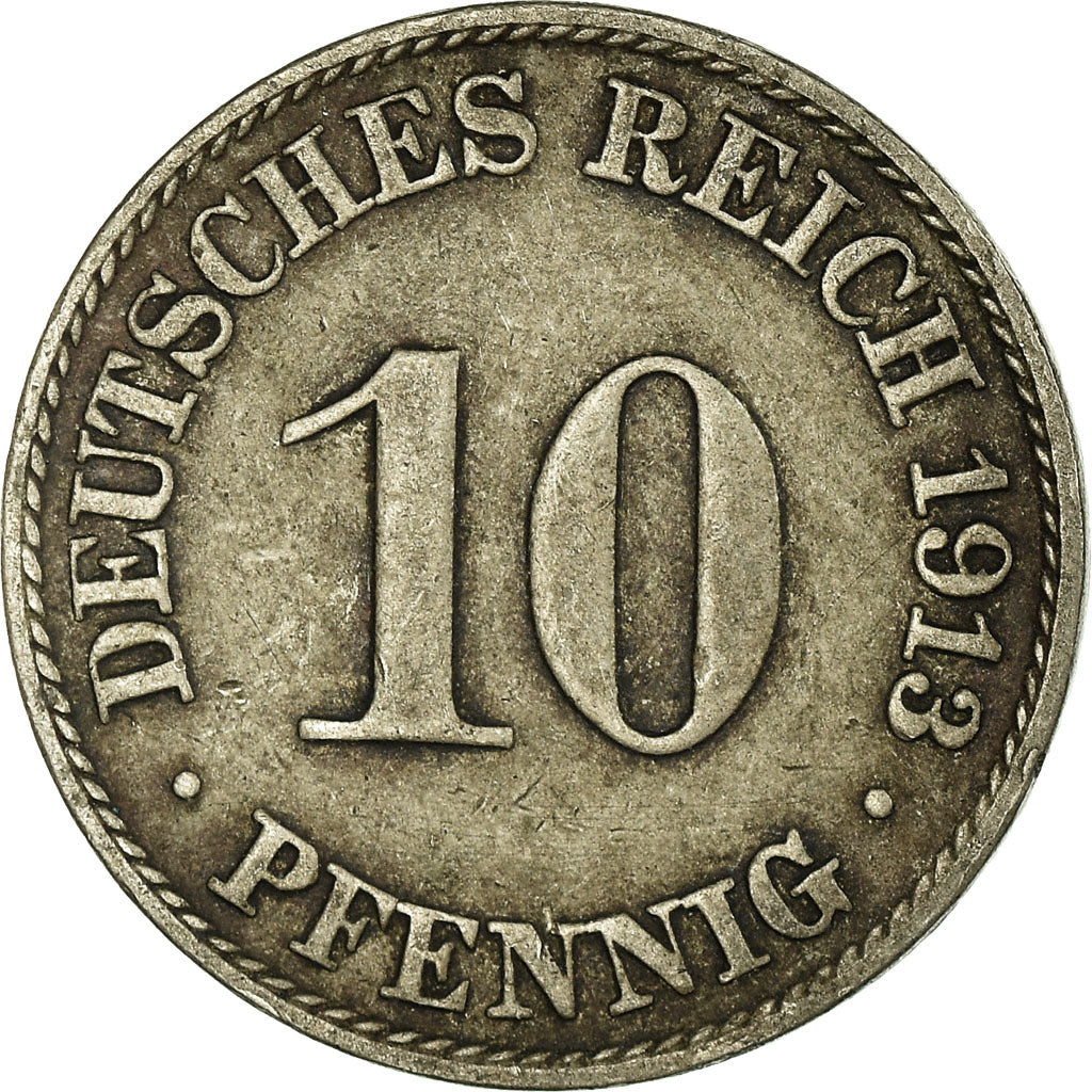 Coin, GERMANY - EMPIRE, Wilhelm II, 10 Pfennig, 1913, Berlin, VF(30-35)