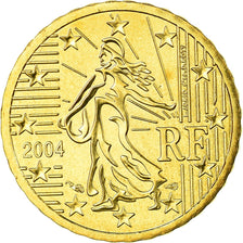France, 10 Euro Cent, 2004, MS(65-70), Brass, KM:1285