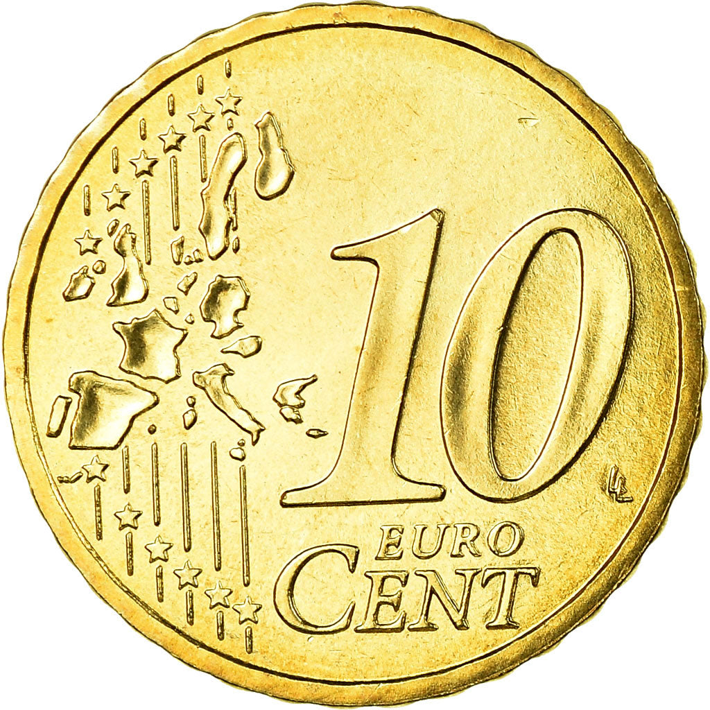 France, 10 Euro Cent, 2004, MS(65-70), Brass, KM:1285