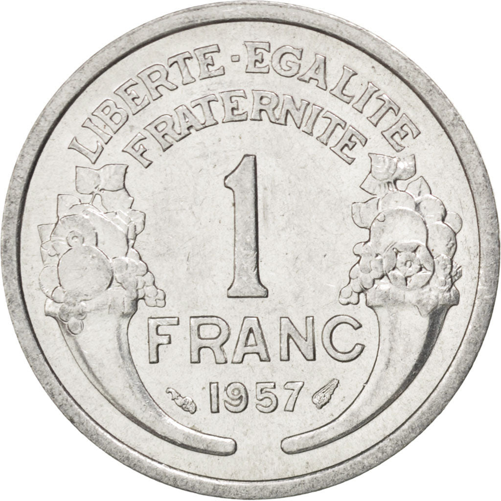 FRANCE, Morlon, Franc, 1957, KM #885a.1, MS(60-62), Aluminum, 23, Gadoury...