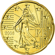 France, 20 Euro Cent, 2006, MS(65-70), Brass, KM:1286