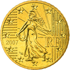France, 50 Euro Cent, 2007, MS(65-70), Brass, KM:1412