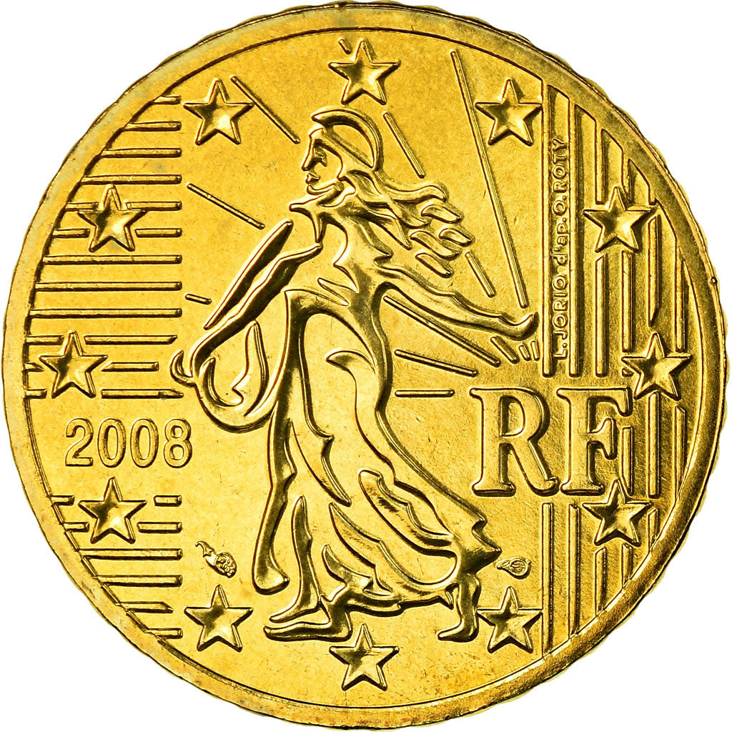 France, 50 Euro Cent, 2008, MS(65-70), Brass, KM:1412