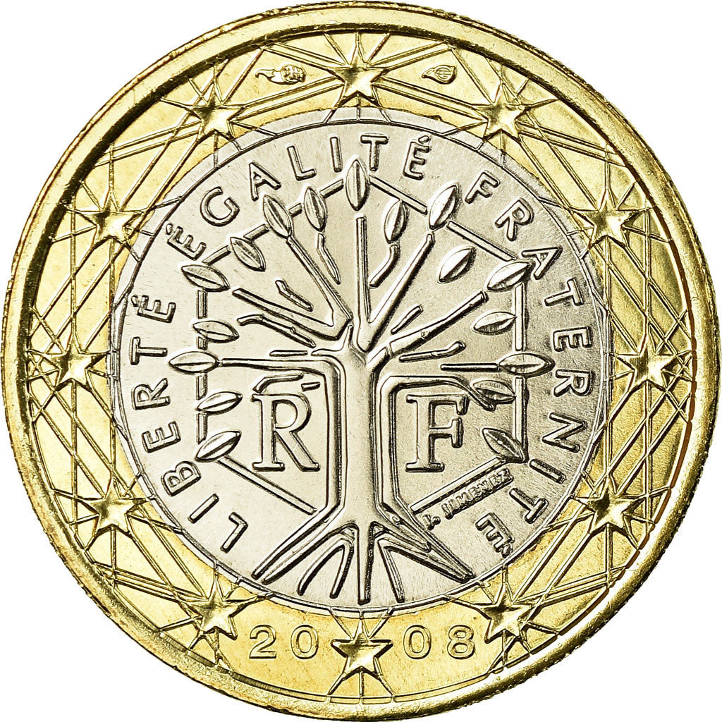 France, Euro, 2008, MS(65-70), Bi-Metallic, KM:1413