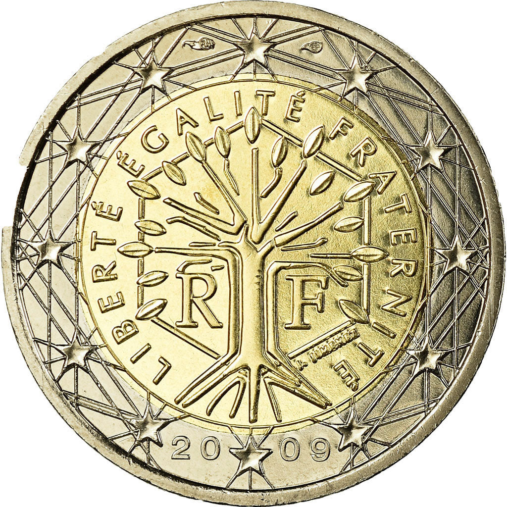 France, 2 Euro, 2009, MS(65-70), Bi-Metallic, KM:1414
