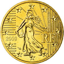 France, 50 Euro Cent, 2009, MS(65-70), Brass, KM:1412