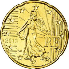 France, 20 Euro Cent, 2013, MS(65-70), Brass, KM:1411