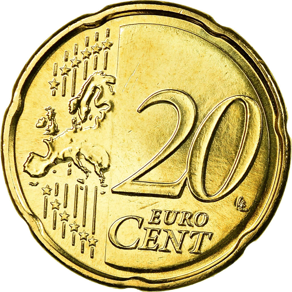 France, 20 Euro Cent, 2013, MS(65-70), Brass, KM:1411