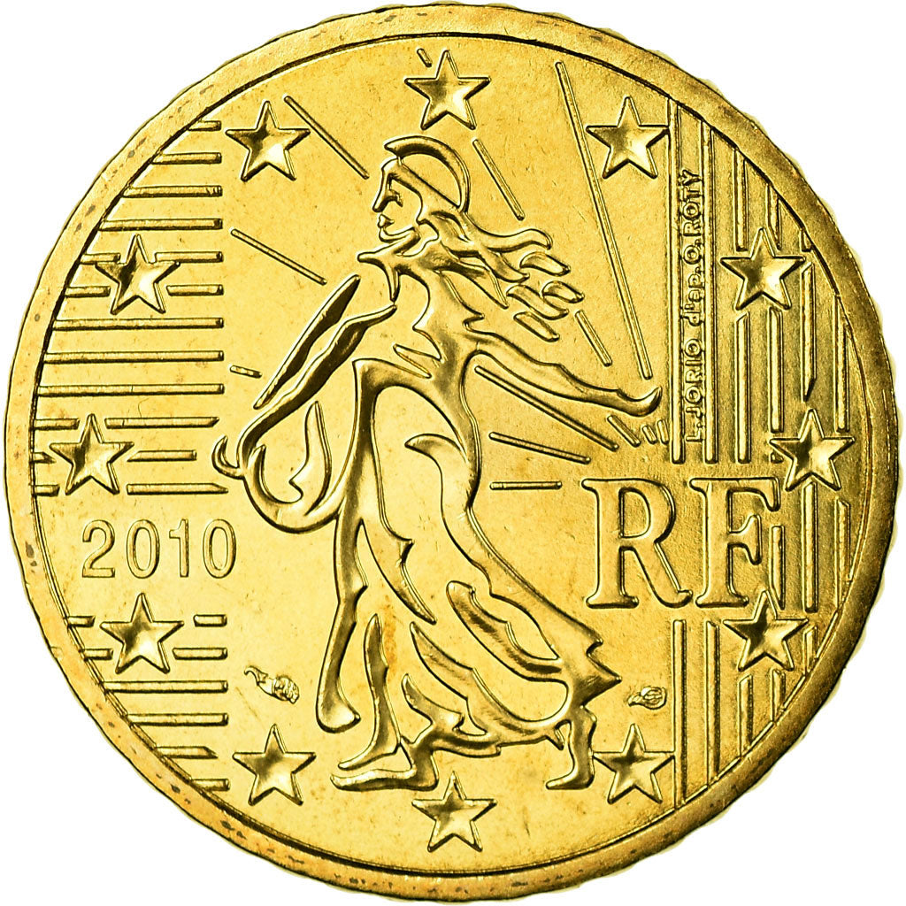 France, 50 Euro Cent, 2010, MS(65-70), Brass, KM:1412