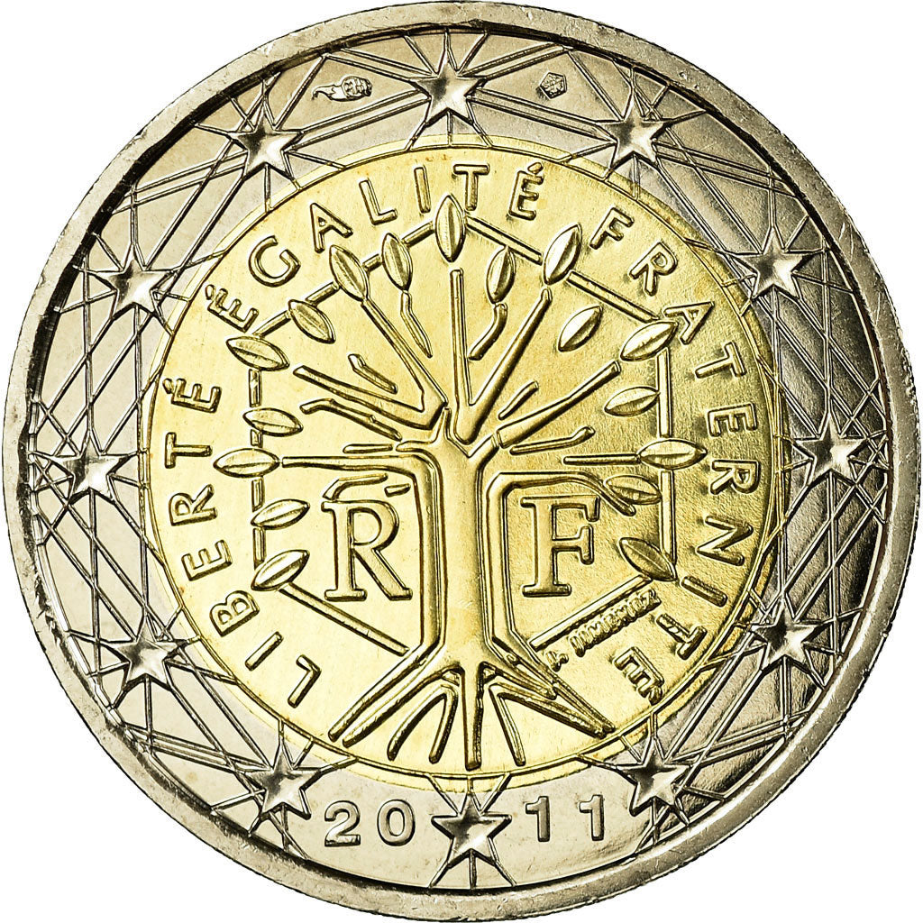 France, 2 Euro, 2011, MS(65-70), Bi-Metallic, KM:1414