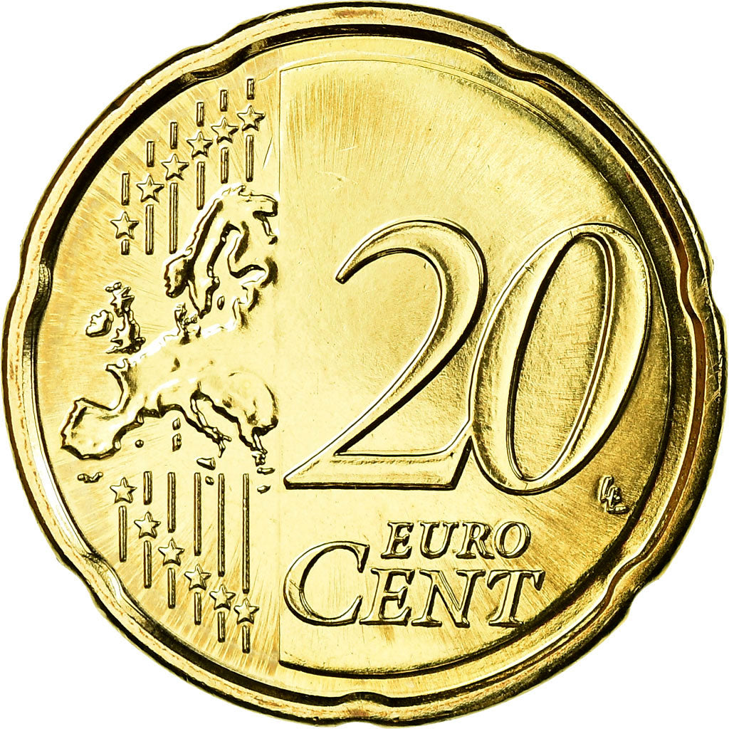France, 20 Euro Cent, 2012, MS(65-70), Brass, KM:1411