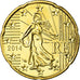 França, 20 Euro Cent, 2014, MS(65-70), Latão