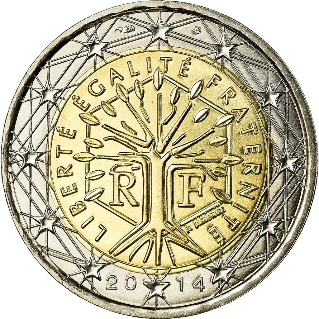 France, 2 Euro, 2014, MS(65-70), Bi-Metallic