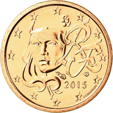 France, Euro Cent, 2015, MS(65-70), Copper Plated Steel