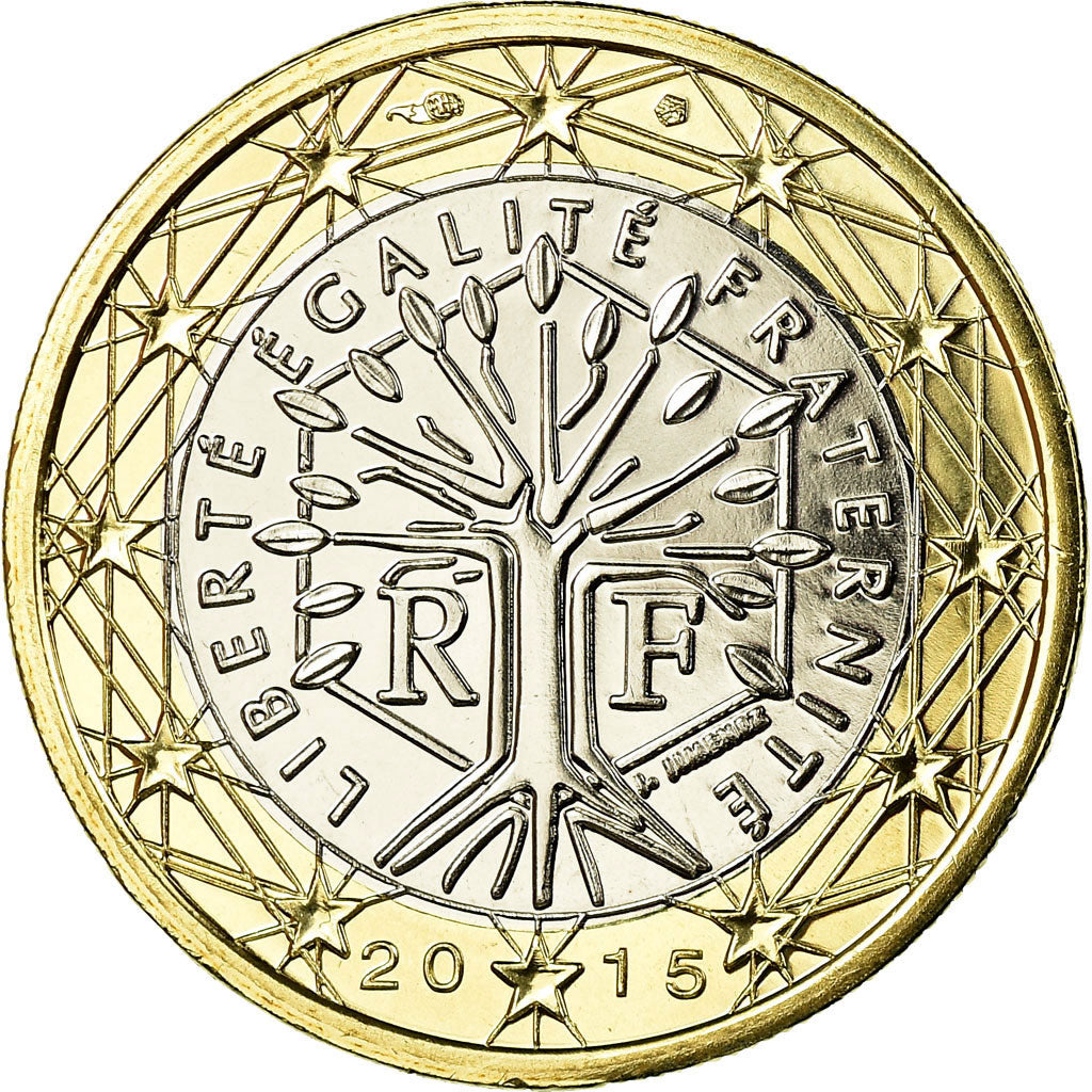 France, Euro, 2015, MS(65-70), Bi-Metallic