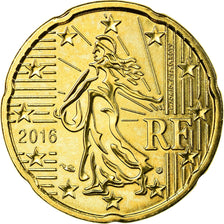 France, 20 Euro Cent, 2016, MS(65-70), Brass