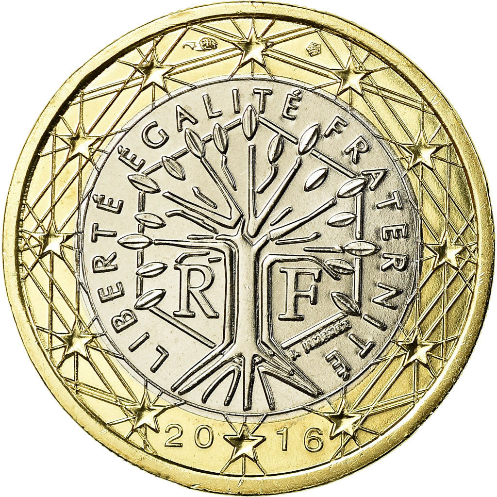 France, Euro, 2016, MS(65-70), Bi-Metallic