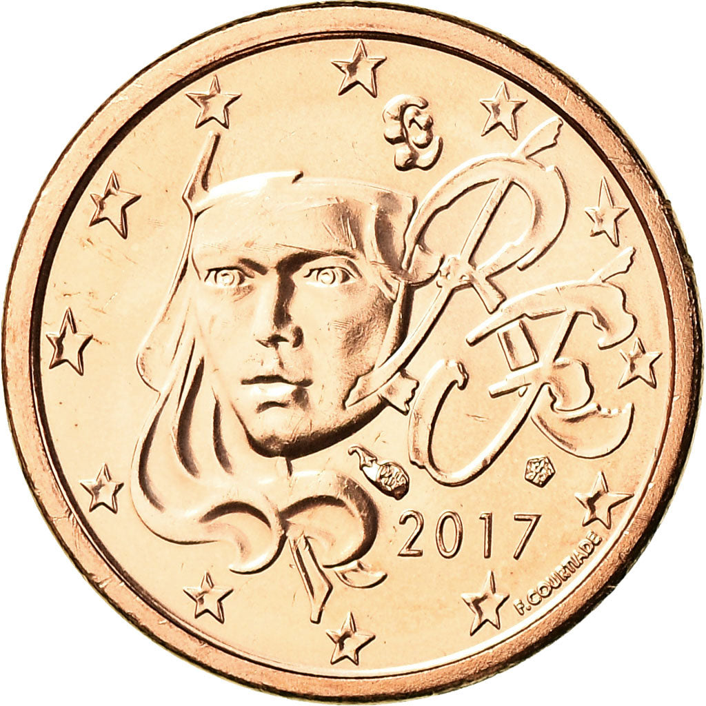 France, Euro Cent, 2017, MS(65-70), Copper Plated Steel